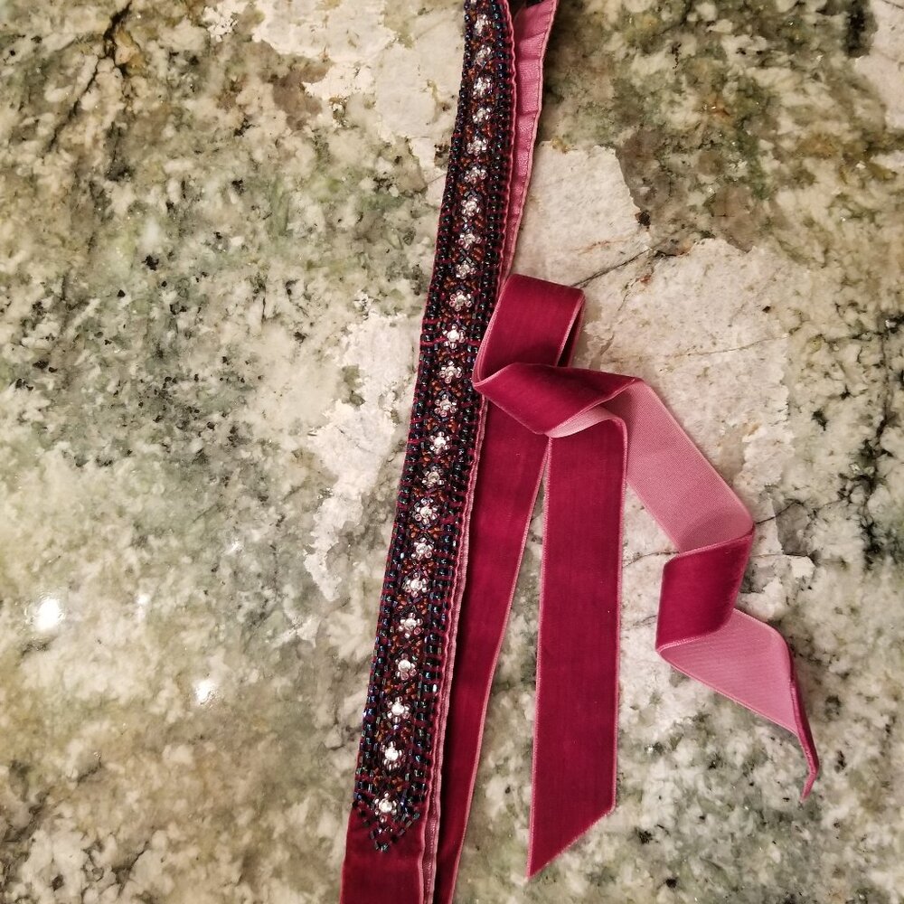 Beaded velvet belt